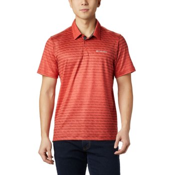 Columbia Muške Polo Majice - Tech Trail Print Crvene | YCTJ-95236